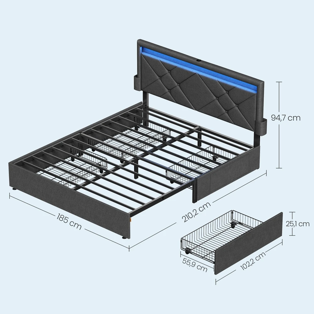 Songmics Lovos rėmas 180 x 200 cm