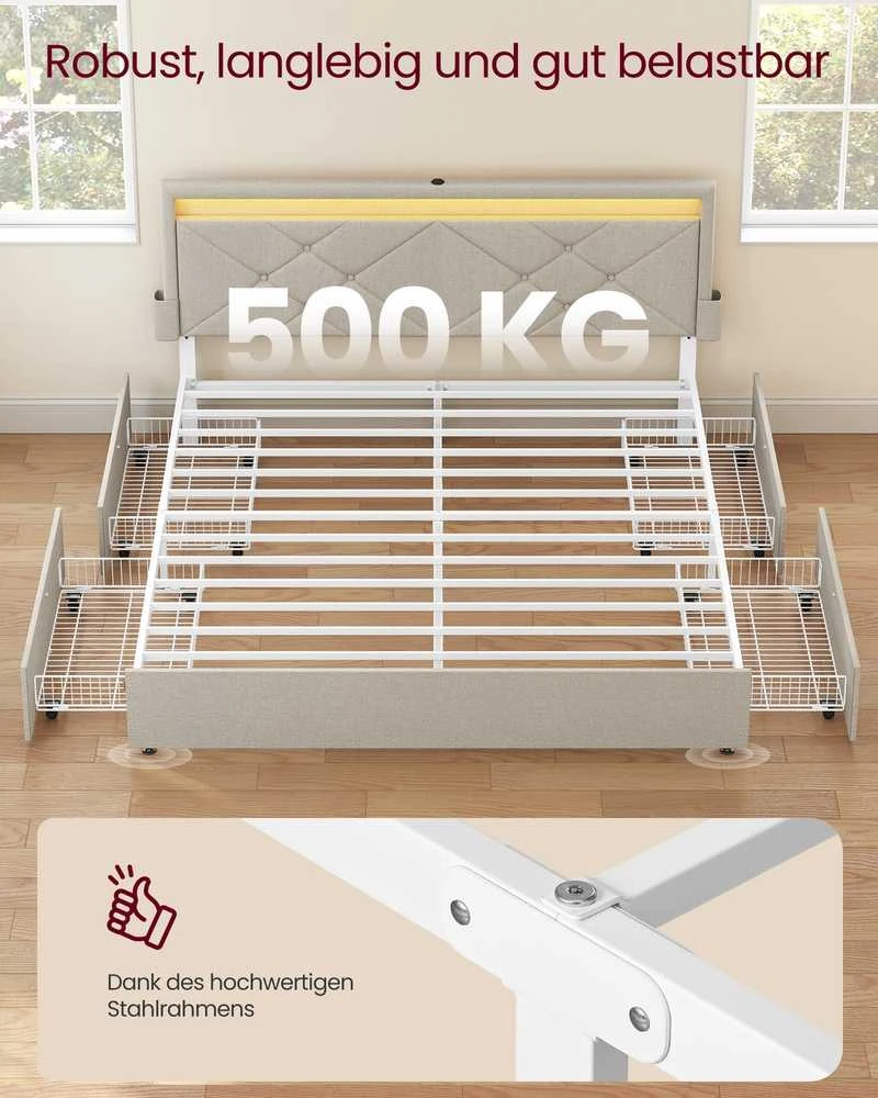 Songmics Lovos rėmas 210,2 x 169 x 88,2/94,7 cm