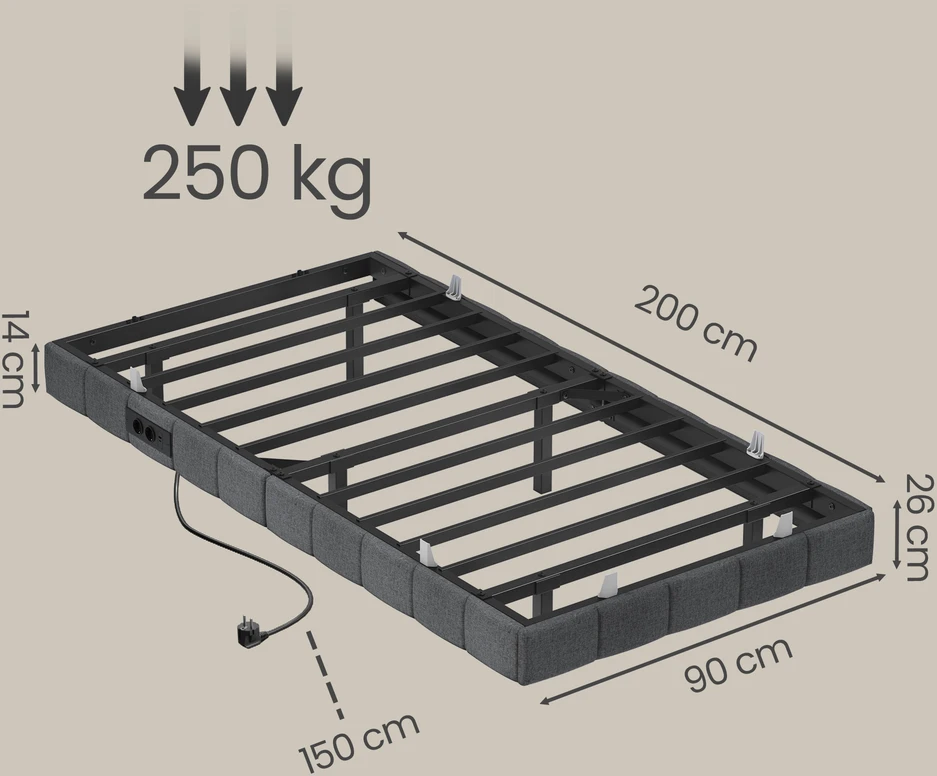 Lova Songmics Lovos rėmas 90 x 200 cm