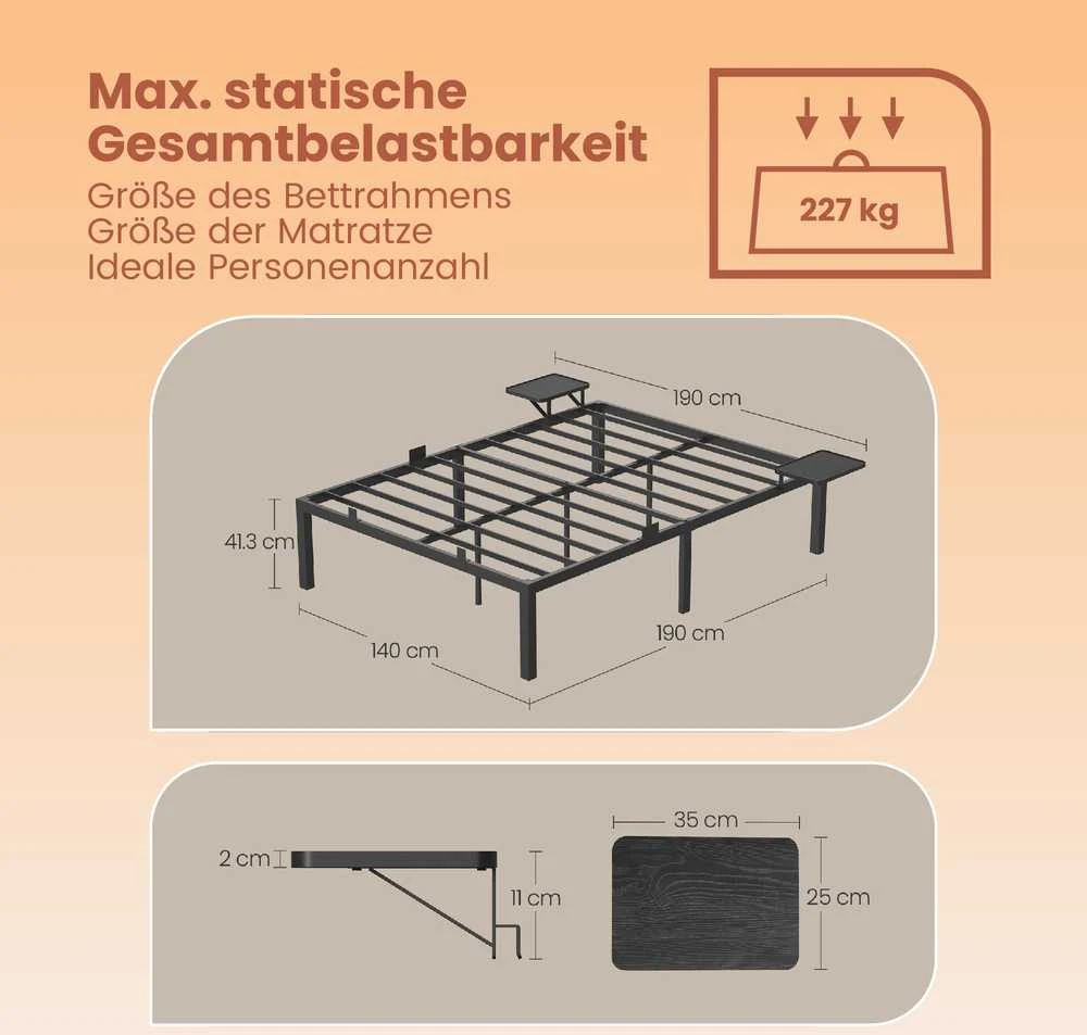 Songmics Vasagle Lovos rėmas, 140 x 190 cm, lovos rėmas