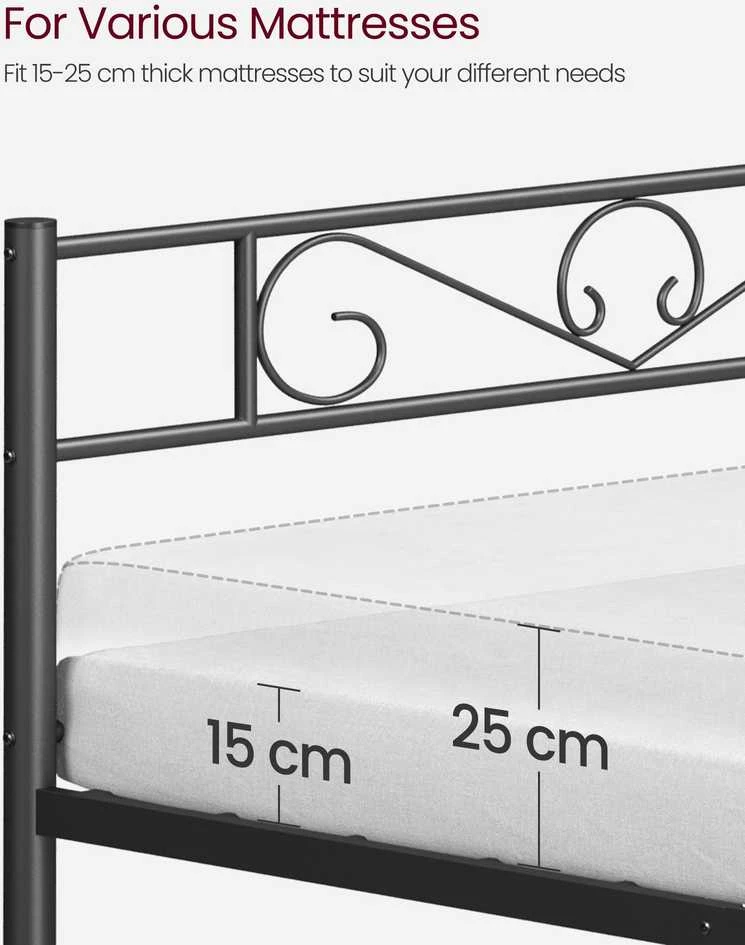 Lova Songmics Vasagle Juodos spalvos metalinis viengulės lovos rėmas