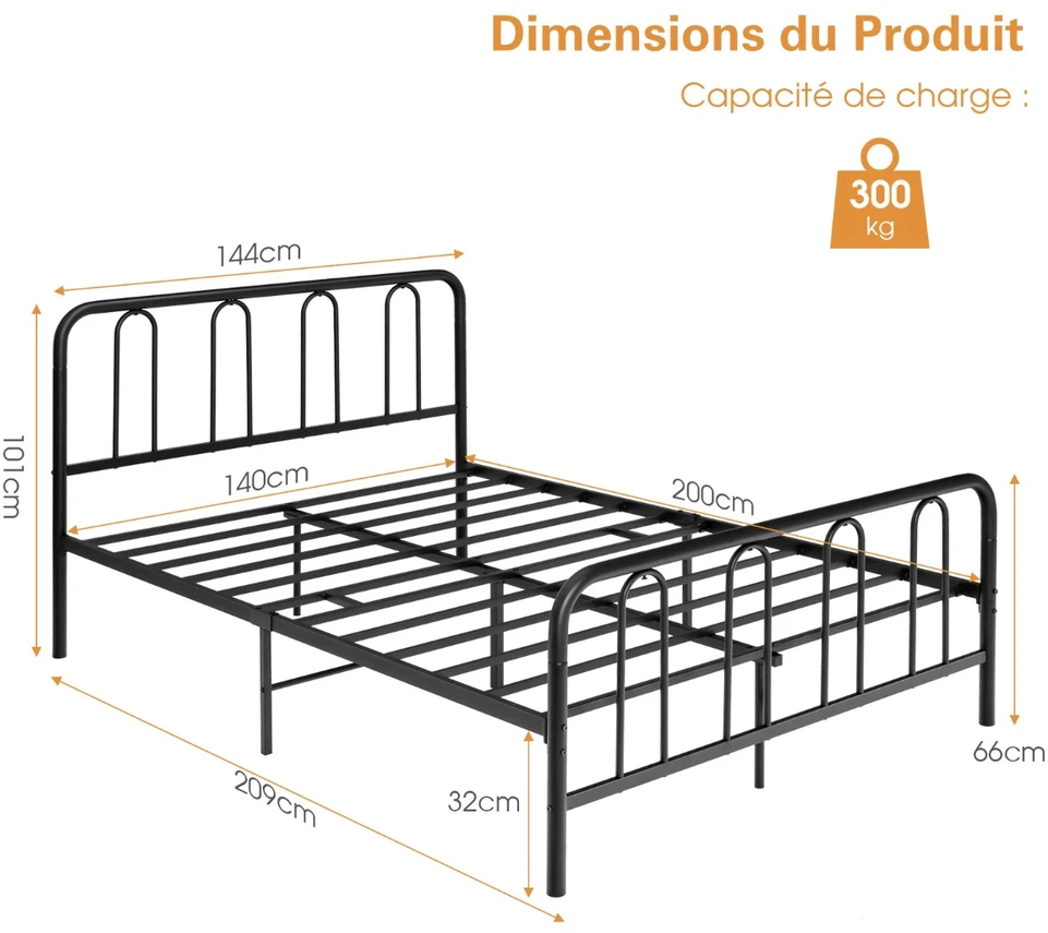 Lova Metalo lovos rėmas 209 x 144 x 101 cm