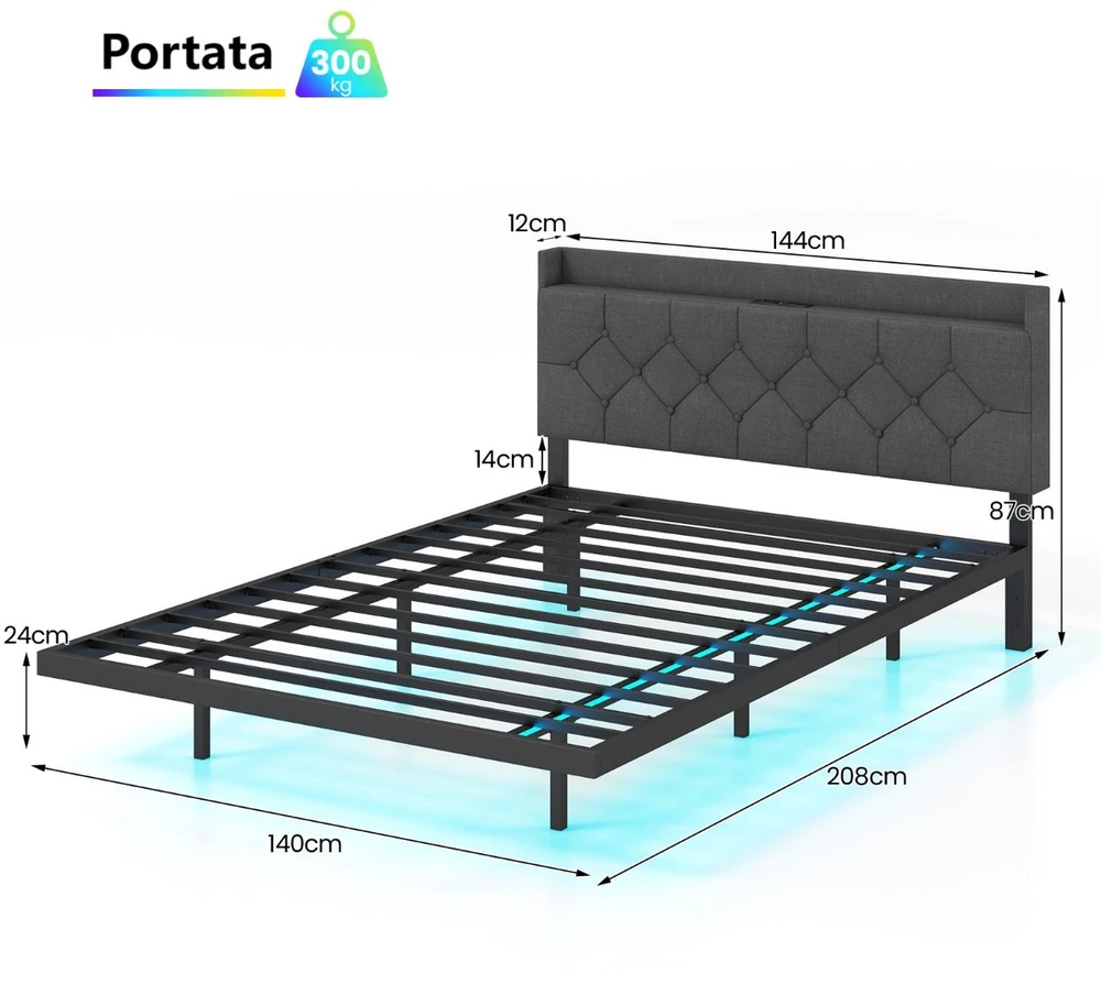 Lova Plaukiojantis lovos rėmas 200 x 140 x 100 cm