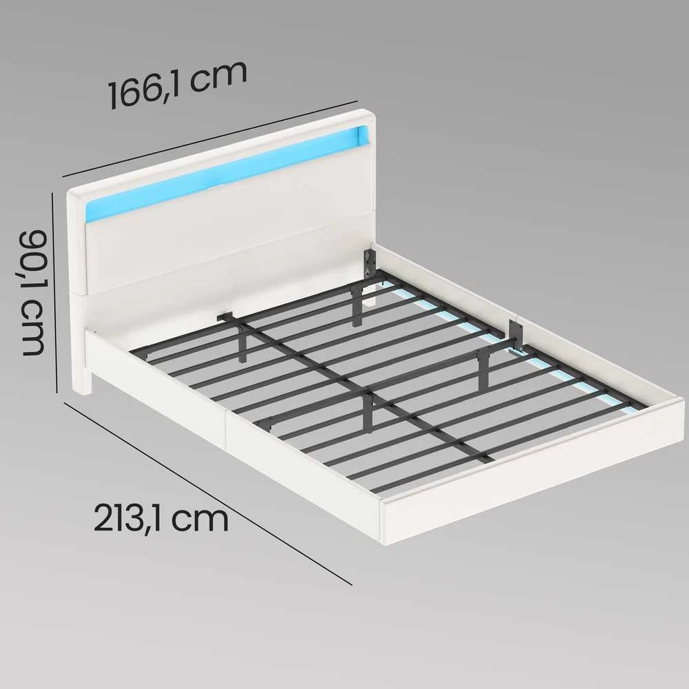 Songmics Lova su LED apšvietimu ir įkrovimo stotele 160 x 200 cm