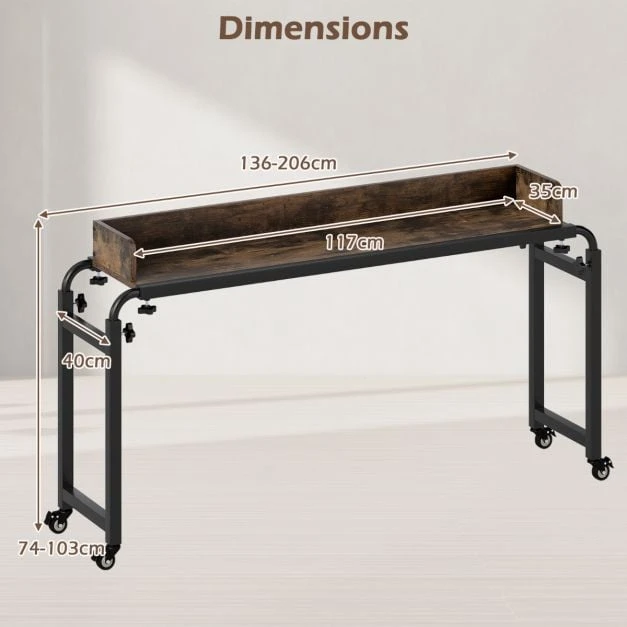 Lovos staliukas 135.5–206 x 40 x 73.5–102.5 cm