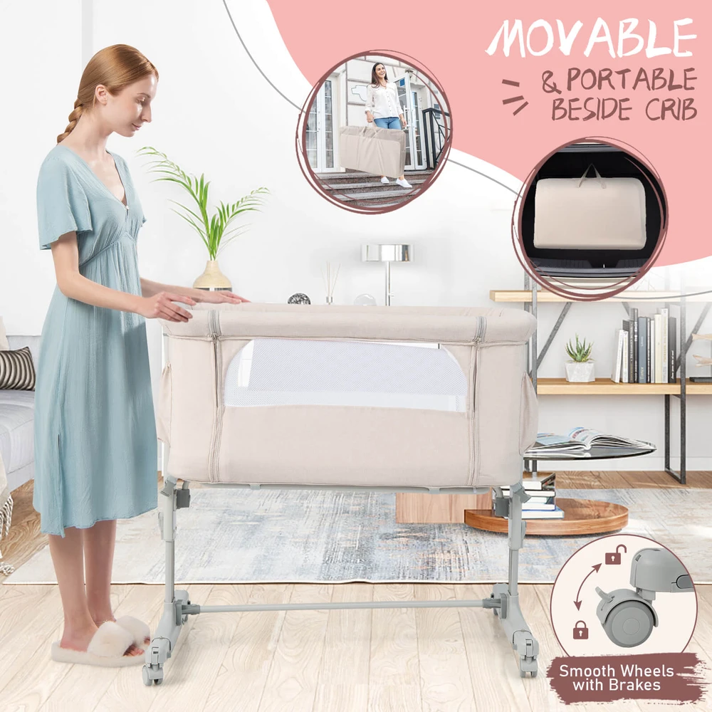 Lovytė prie lovos smėlinė/pilka/rožinė