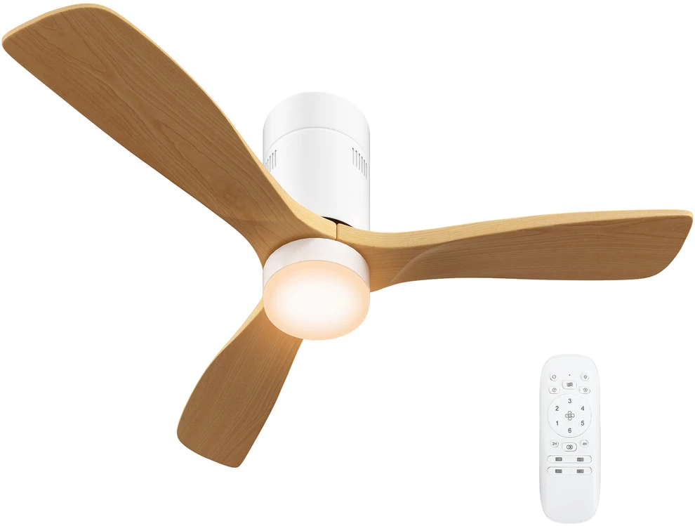 HOMCOM Lubų ventiliatorius su apšvietimu ir nuotoliniu valdymu 117 cm LED lempa su ventiliatoriumi, 3 sparnais, grįžtamuoju nuolatinės srovės varikliu, 3 šviesos spalvomis, 6 greičiais, laikmačiu miegamajam