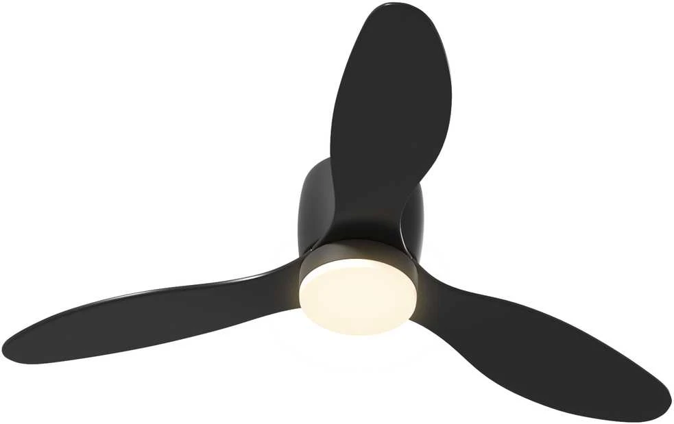 HOMCOM lubinis ventiliatorius su apšvietimu ir nuotolinio valdymo pulteliu, 115 cm, LED lempa su ventiliatoriumi, reversinis DC variklis, 3 sparnai, 3 šviesos spalvos, 6 greičiai, laikmatis, lubinis ventiliatorius miegamajam