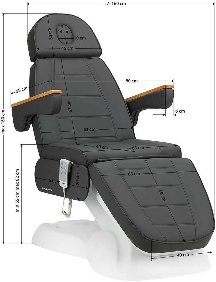 Activeshop Kosmetologinis krėslas SILLON PRESTIGE LUX ELECTRIC 3 MOTOR Pilkas
