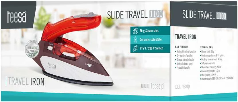 Kelioninis lygintuvas TEESA SLIDE TRAVEL 1100
