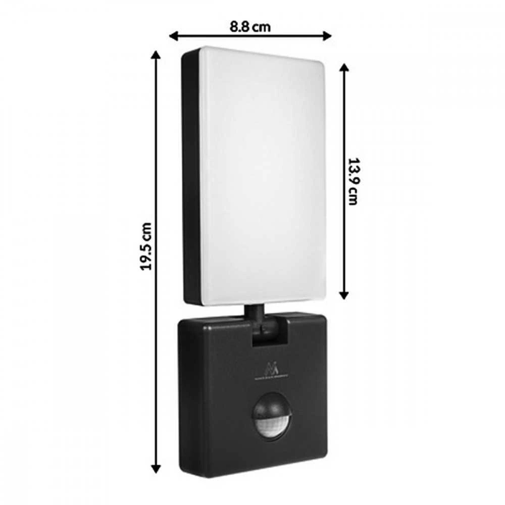 Maclean LED lempa su judesio jutikliu, PIR judesio jutiklis, juoda, 10W, IP65, 800lm, neutrali balta spalva (4000K) MCE516 B