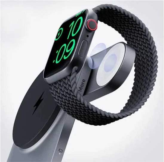 Magnetinis belaidis įkroviklis 3 viename MagFusion Aukey LC-MC312, 15 W Qi2 (pilka)