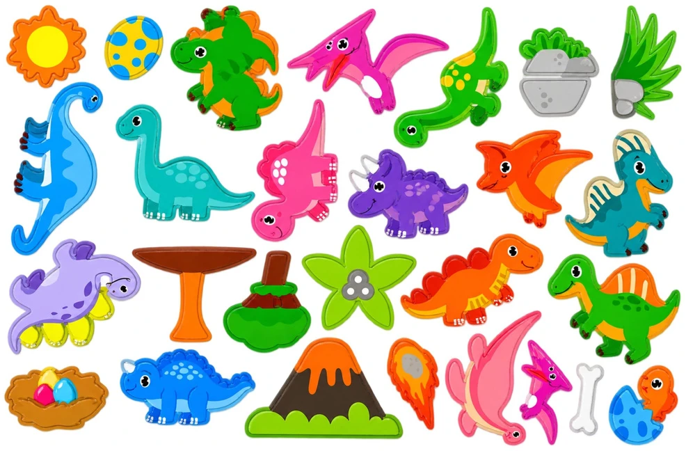 Lean Toys Magnetinė knygelė su dinozaurais, 30 magnetų, 18,5 × 18,5 cm