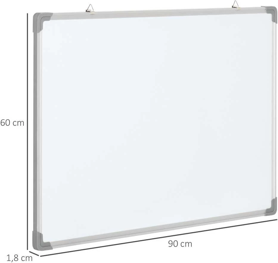 HOMCOM magnetinė lenta, balta lenta su 4 žymekliais, 1 kempinėle, 10 magnetų, sausai nuvaloma, balta