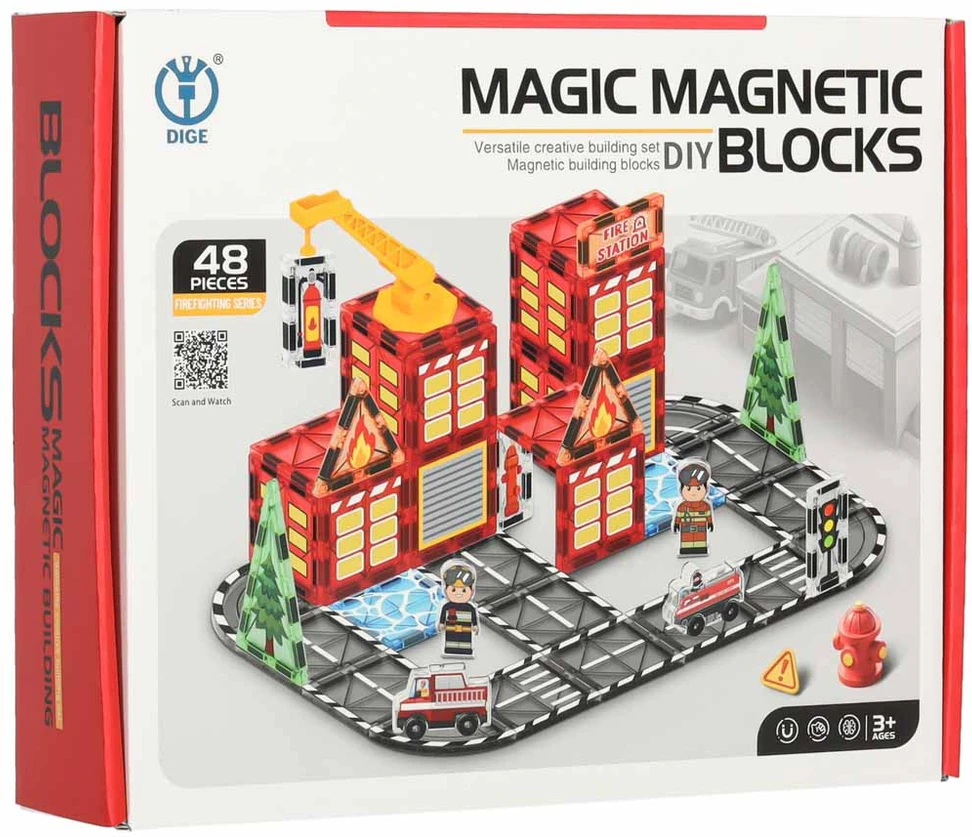 Magnetinės kaladėlės gaisrinė 48 vnt.