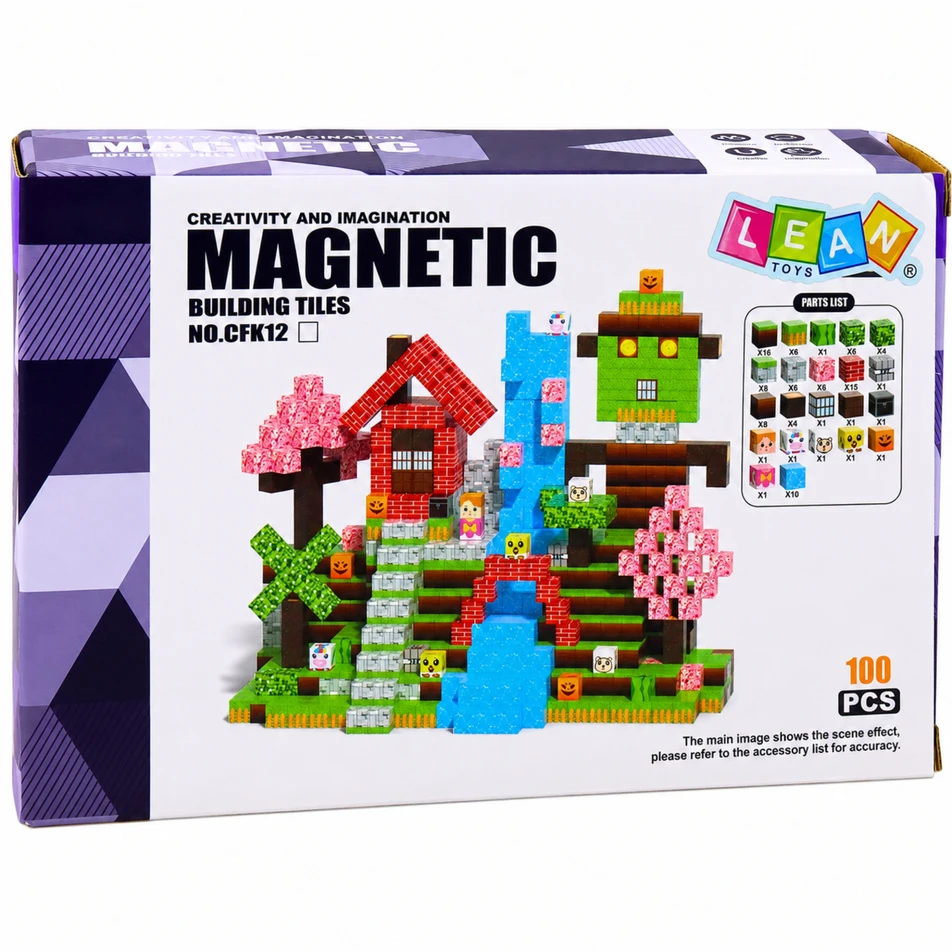 Lean Toys Magnetinės kaladėlės kubeliai, 100 vnt.
