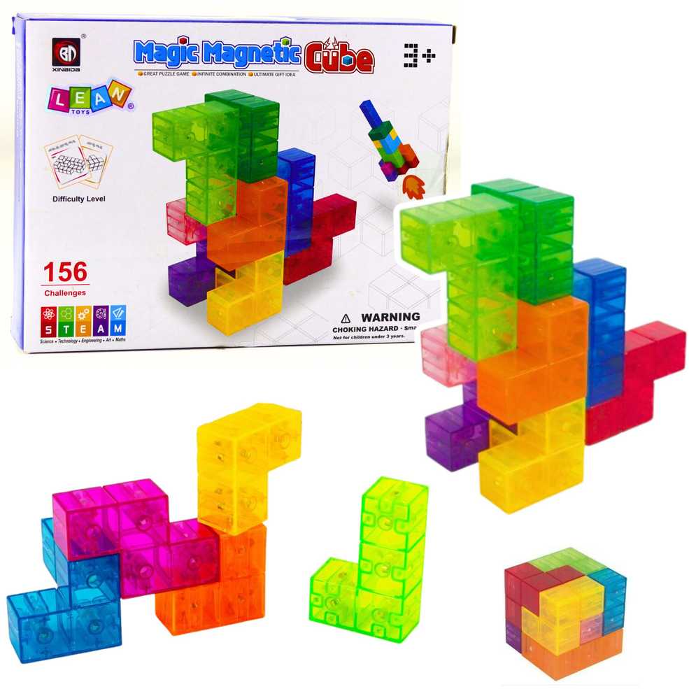 Lean Toys Magnetinės kaladėlės - kūrybiniai kubeliai, 9 vnt.