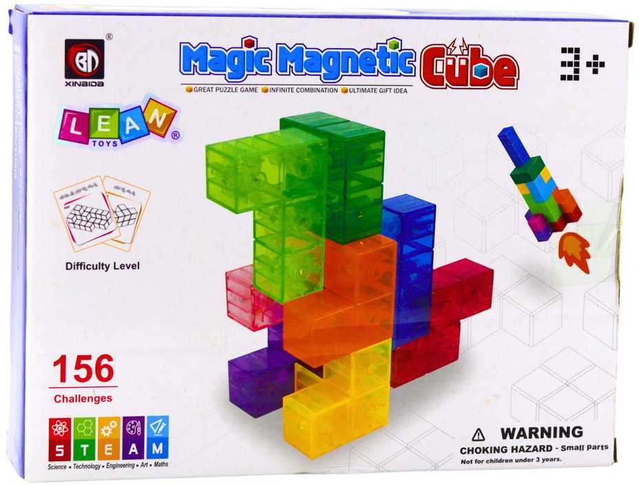 Lean Toys Magnetinės kaladėlės - kūrybiniai kubeliai, 9 vnt.