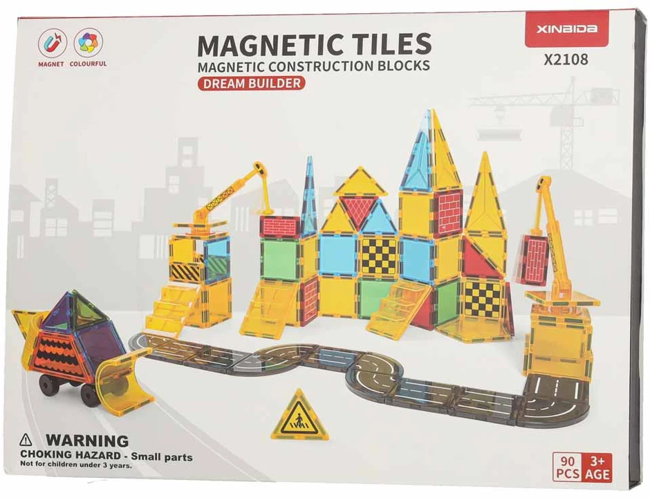 Magnetinės konstravimo kaladėlės, įvairiaspalvės, 90 vnt.
