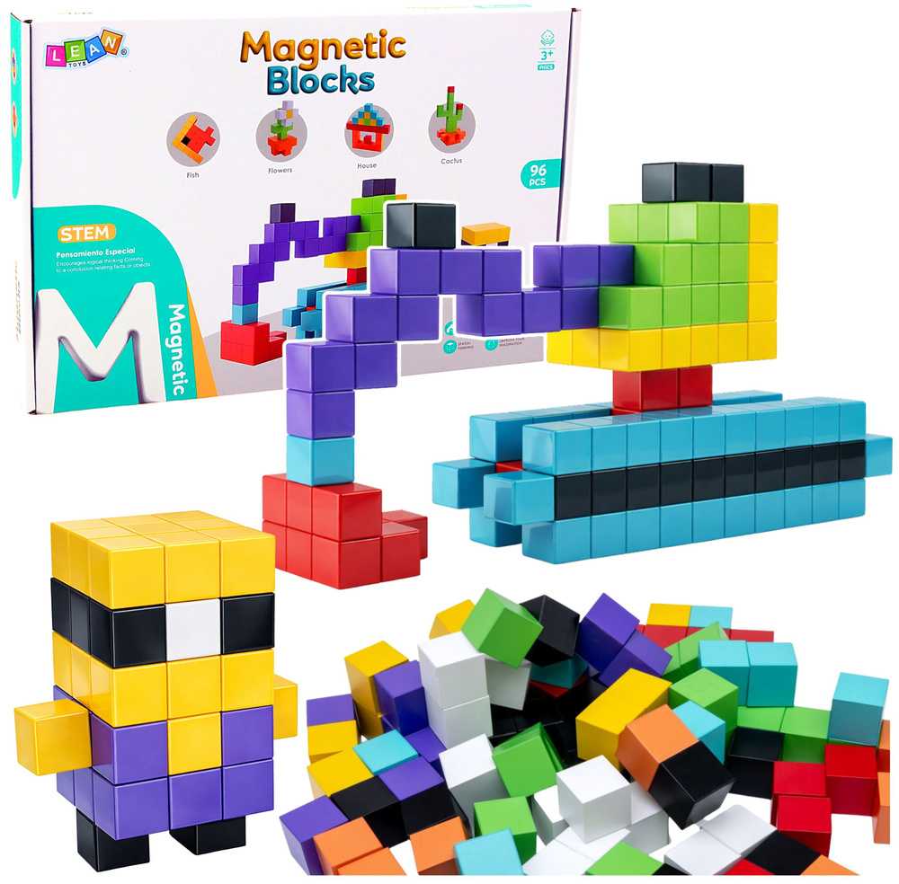 Lean Toys Magnetiniai konstruktoriaus blokeliai 96 vnt.