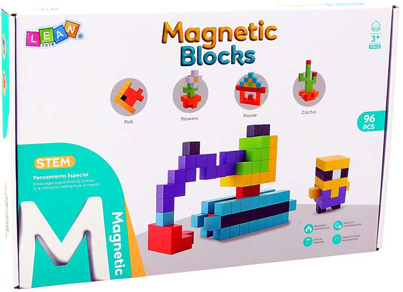 Lean Toys Magnetiniai konstruktoriaus blokeliai 96 vnt.