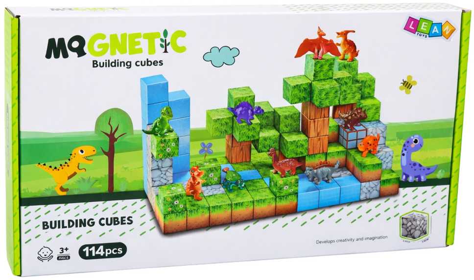 Lean Toys Magnetiniai konstruktoriaus kubeliai 114 vnt.