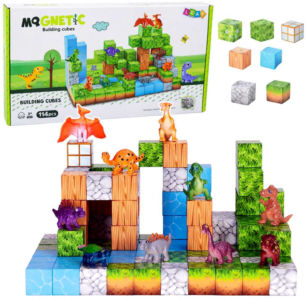 Lean Toys Magnetiniai konstruktoriaus kubeliai 114 vnt.