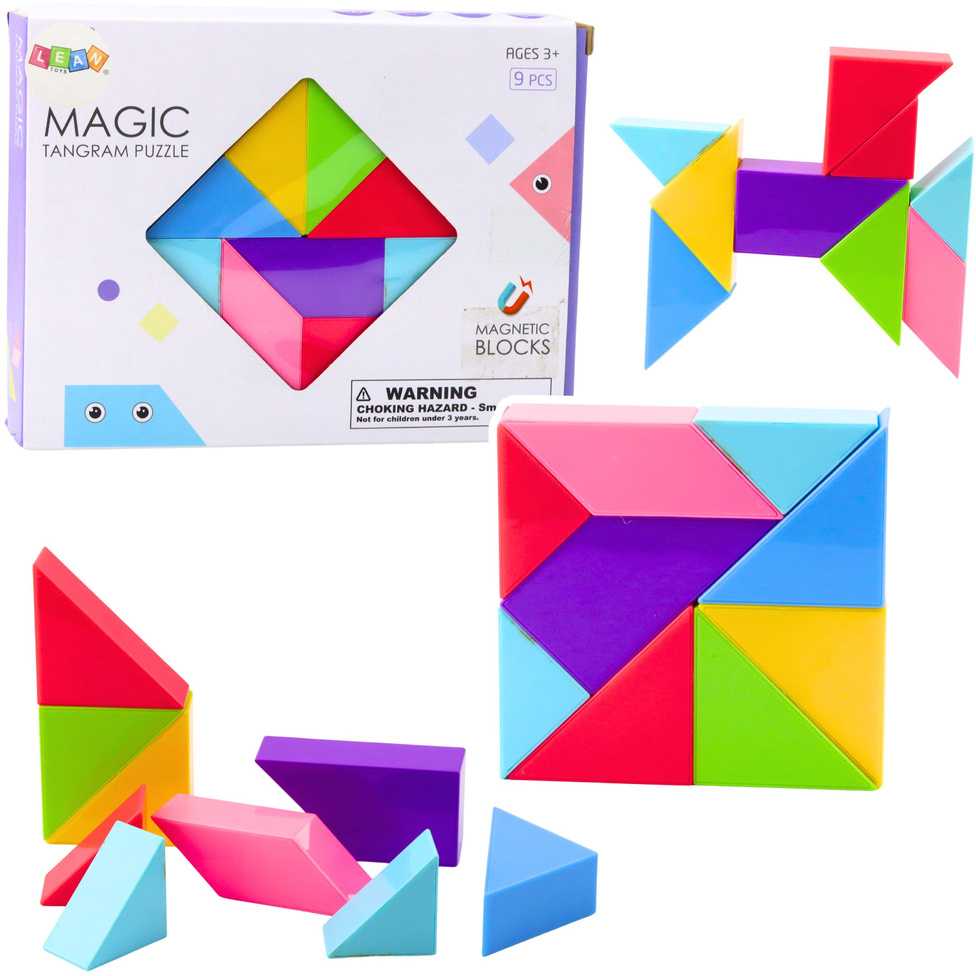 Lean Toys Magnetiniai Tangram Blokeliai, 9 vnt.