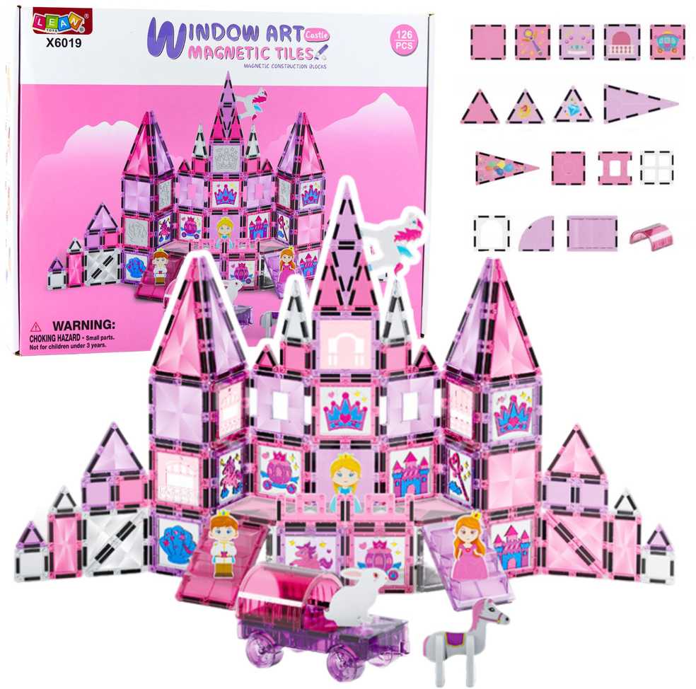 Lean Toys Magnetinis konstruktorius 126 detalių su vitražo blokais