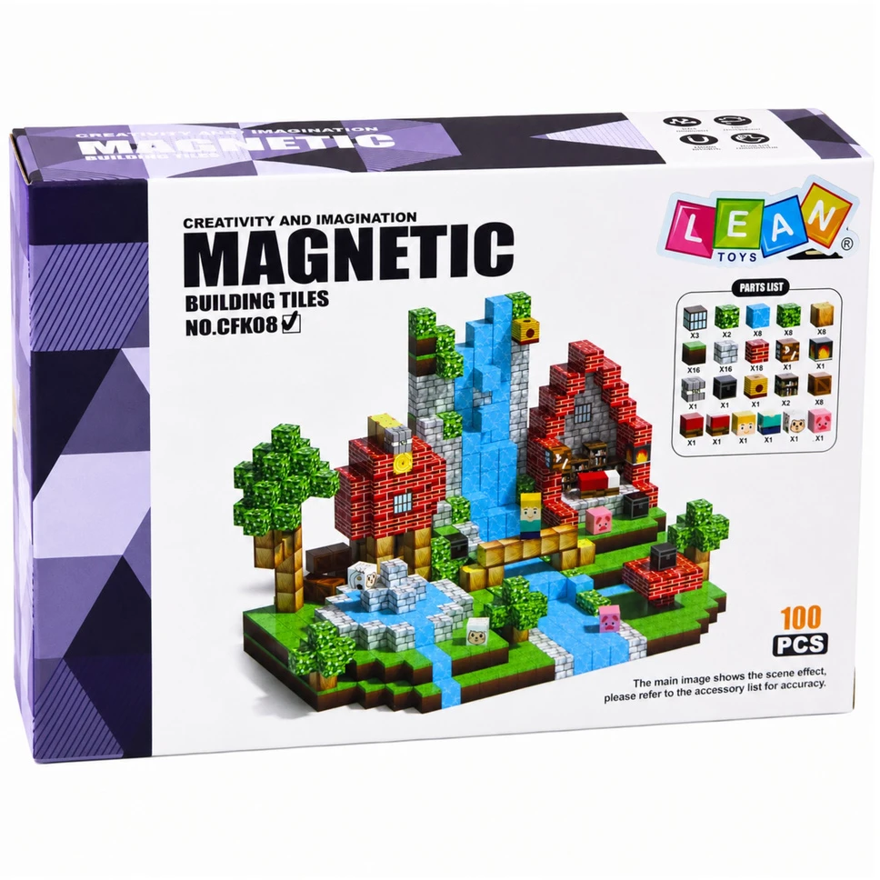 Lean Toys Magnetinis konstruktorius „Fantazijų pasaulis“, 100 detalių