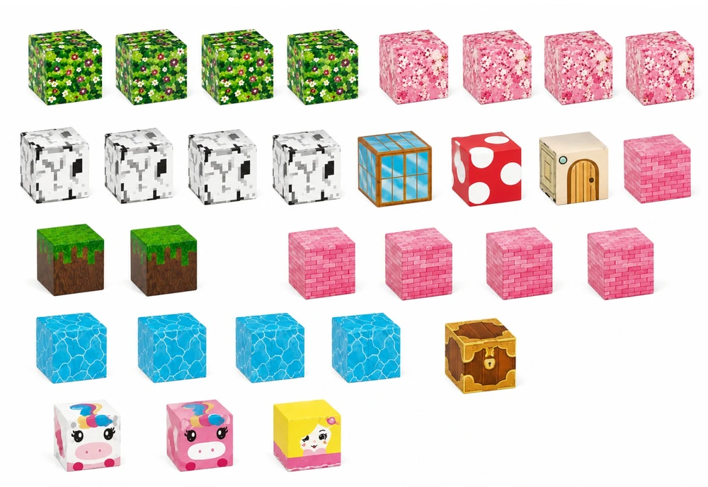 Lean Toys Magnetinių kaladėlių rinkinys su vienaragių motyvais, 50 vnt.