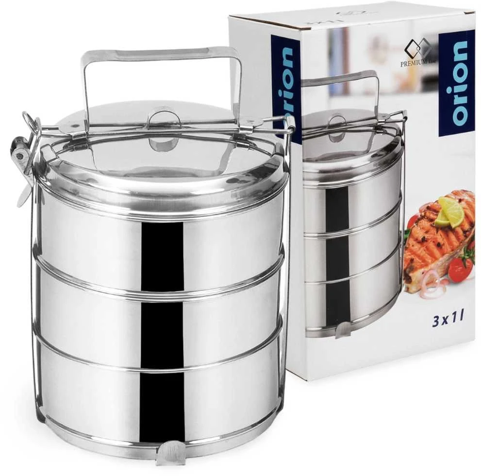 Orion Pietų dėžutė plieninė 3 aukštų 3x1 l