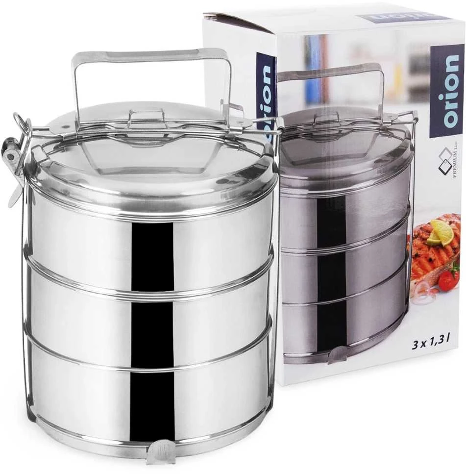 Orion Pietų dėžutė Plieninė 3 aukštų 3x1,3 l
