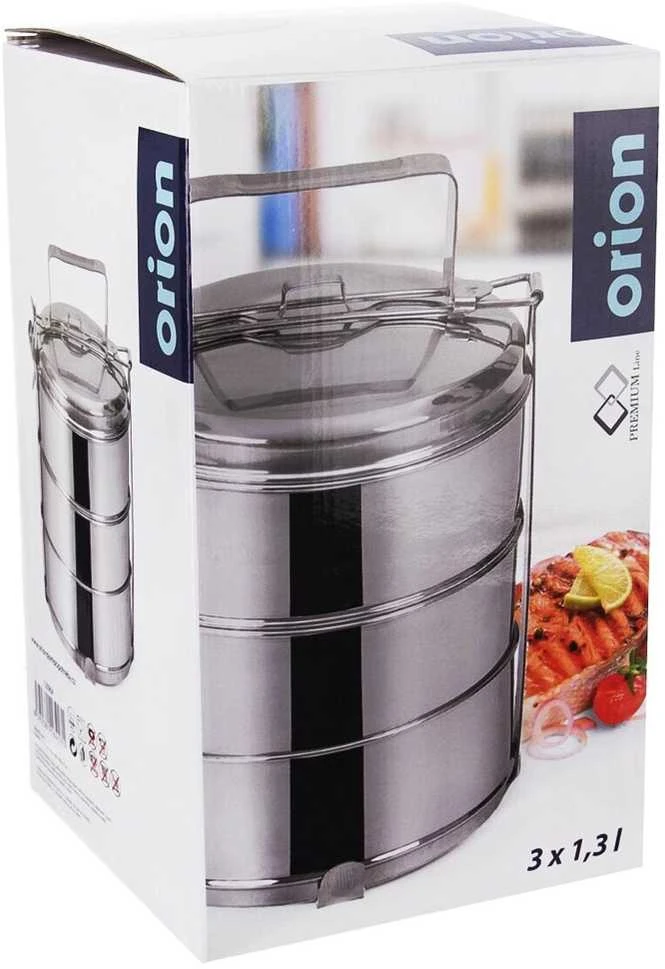 Orion Pietų dėžutė Plieninė 3 aukštų 3x1,3 l