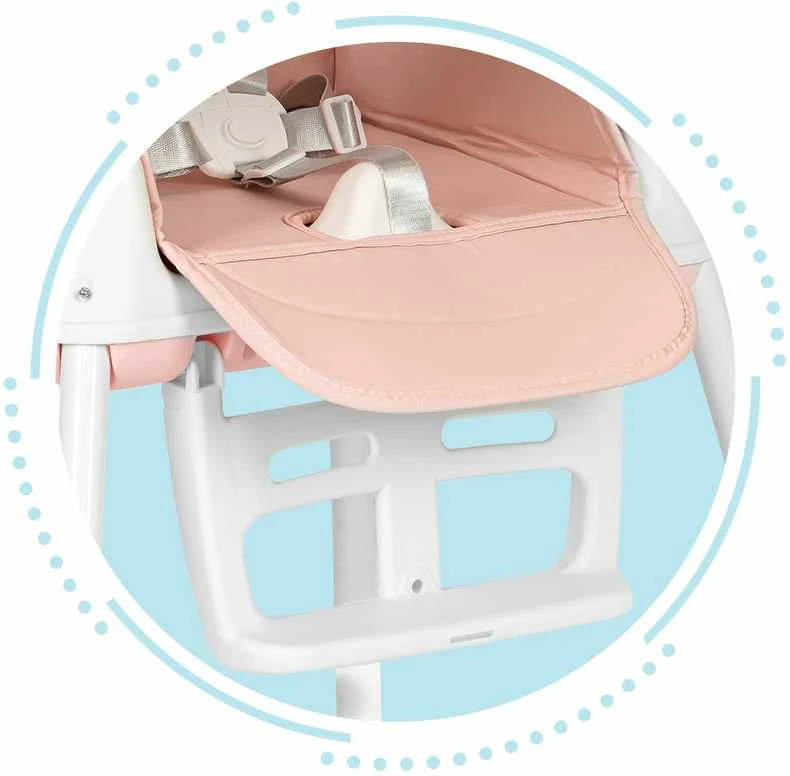 Rožinė ECOTOYS 3-in-1 sulankstoma vaikiška maitinimo kėdutė rožinė