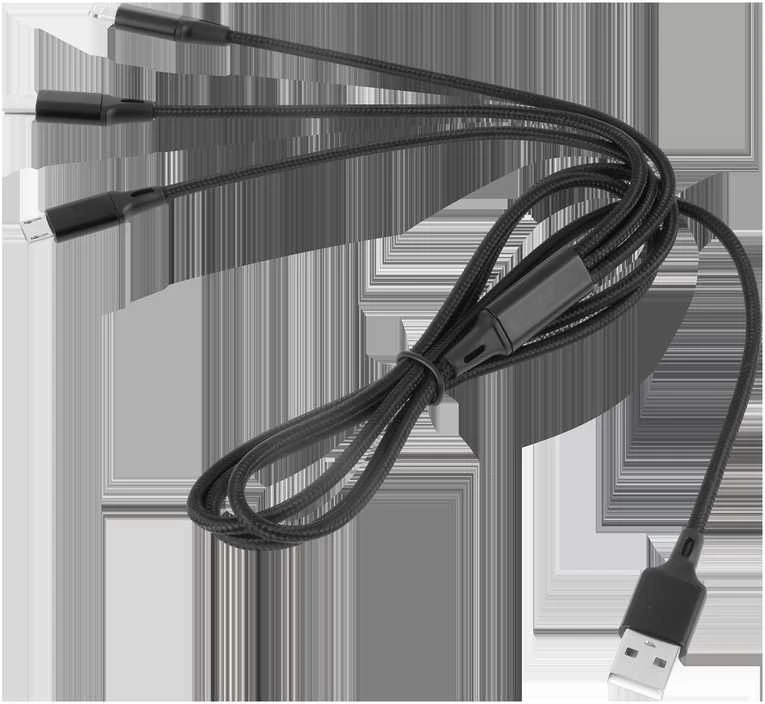 Rebel USB kabelis 3in1 microUSB USB C Lightning 1m