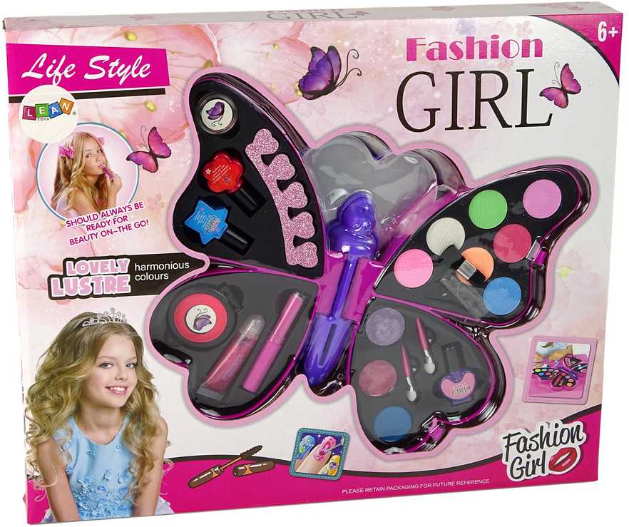 Lean Toys Makiažo ir nagų priežiūros rinkinys vaikams Drugelis LeanToys, 1 vnt.