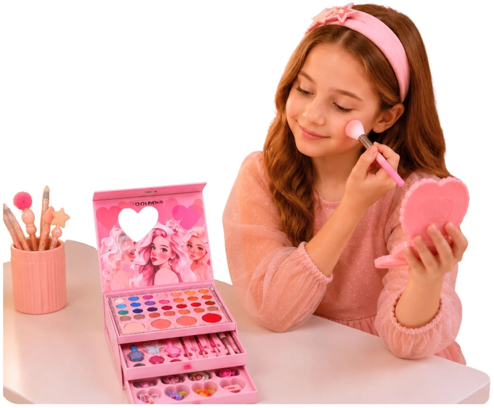 Lean Toys Makiažo rinkinys rožinė dėžutė