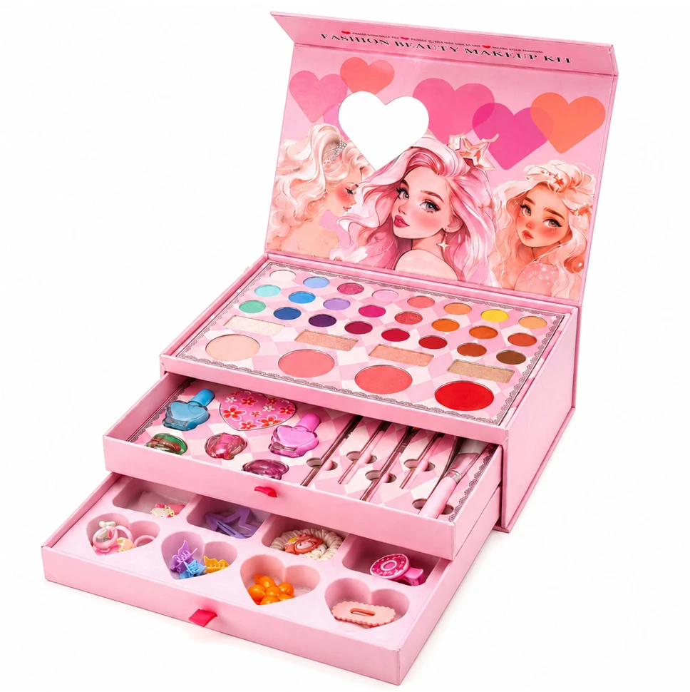 Lean Toys Makiažo rinkinys rožinė dėžutė