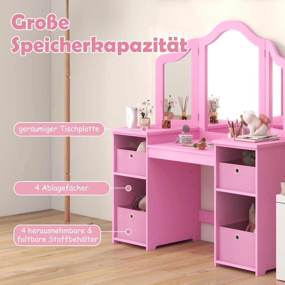 Makiažo staliukas Rožinė/balta