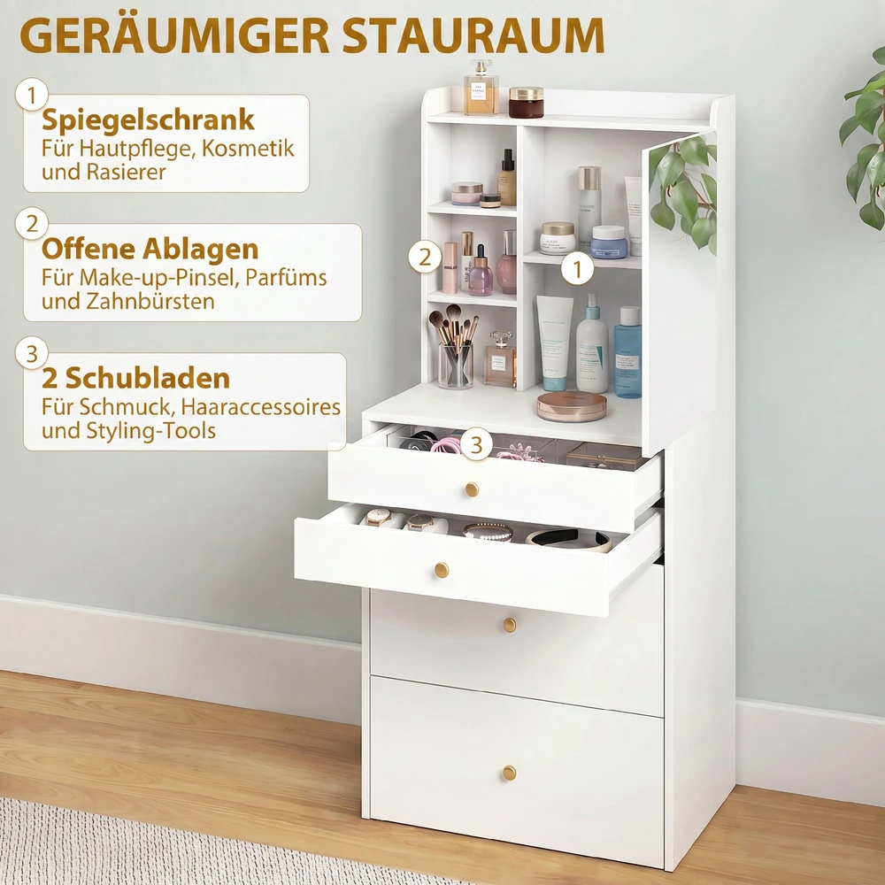 Kosmetinis staliukas su taburete 60 cm