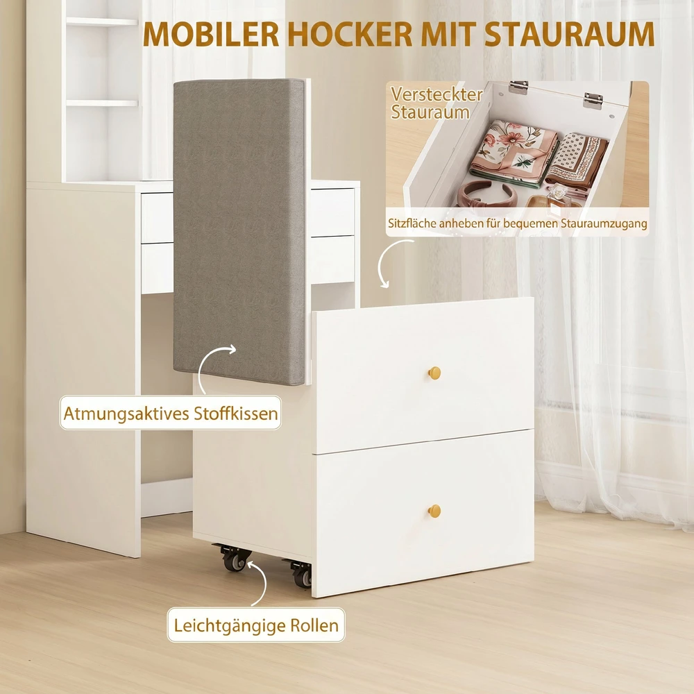 Kosmetinis staliukas su taburete 60 cm