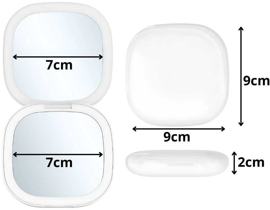 Makiažo veidrodėlis su LED apšvietimu, 9x9x2 cm