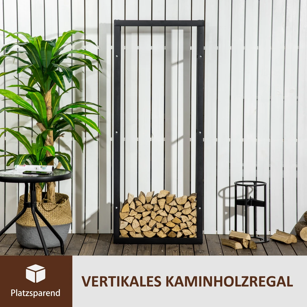 HOMCOM Medinė lentyna Vertikali medinė lentyna 100 kg talpos Metalinė 60 × 25 × 150 cm