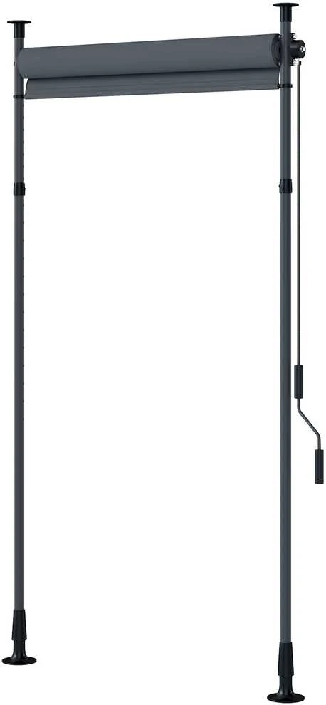 „Outsunny“ vertikali markizė su apsauga nuo saulės, balkono užuolaida 150 x 220–310 cm, balkono privatumo ekranas su rankena, atspari oro sąlygoms, poliesteris, tamsiai pilka