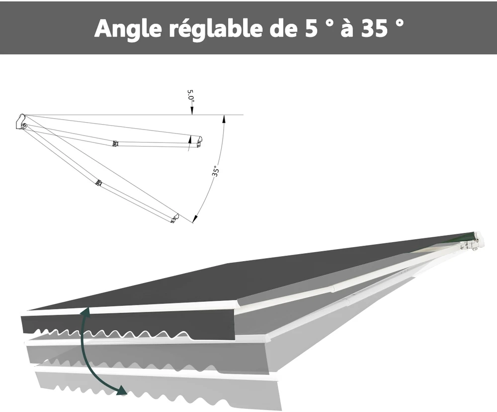 Markizė 3 x 2,5 m pilka