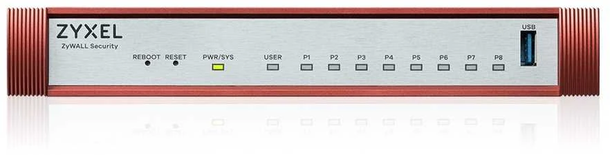 Maršrutizatorius ZYXEL USG FLEX 100 H, 8 GIGABIT USER-DEFINABLE PORTS, 1*USB WITH 1 YR GOLD SECURITY PACK (5Y WARRANTY)