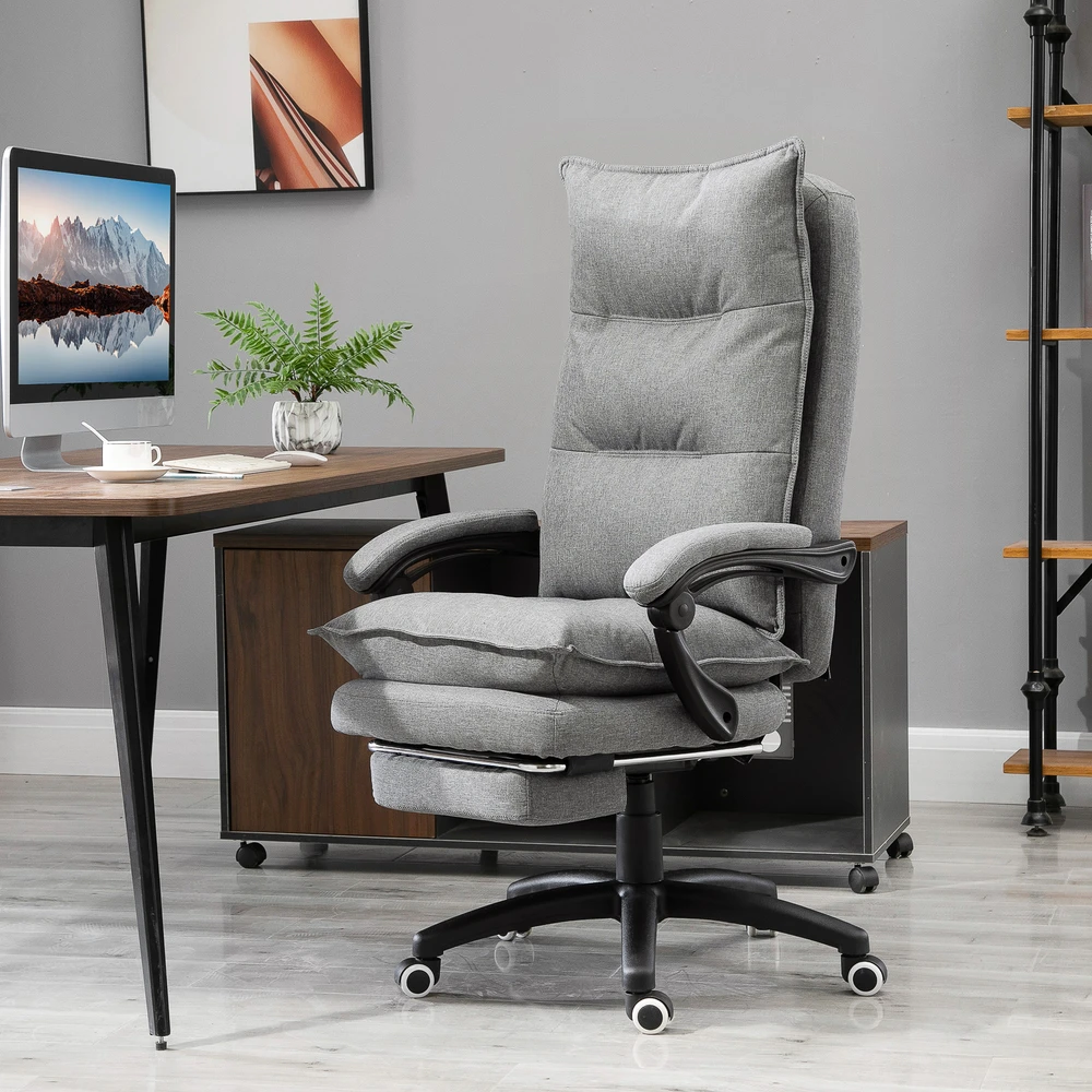 "Vinsetto" masažinė kėdė, sukamoji kėdė, žaidimų kėdė, biuro kėdė, ergonominė darbo kėdė, reguliuojamo aukščio, nailonas, pilka, 70x62x120-130 cm