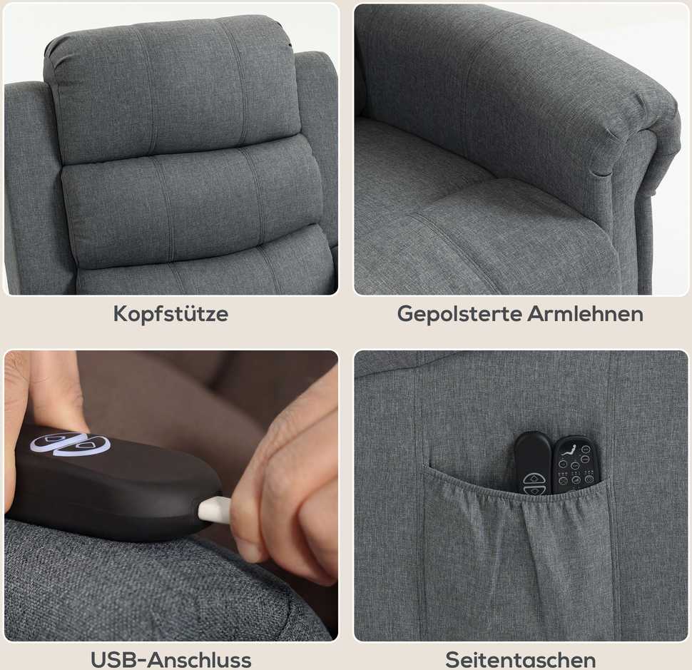 Masažinis fotelis pilkas