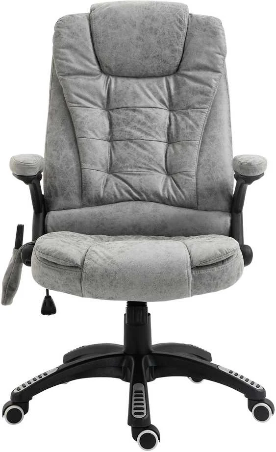 Biuro kėdė Vinsetto su supimosi funkcija, masažinis krėslas su šildymo funkcija, ergonomiškas vadovo krėslas su masažo funkcija, reguliuojamo aukščio, apkrova iki 120 kg, pilka